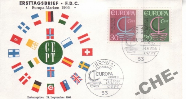 КПД Германия 1966 Европа СЕПТ флаги Корабль