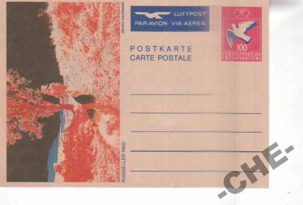 Почт Карт Лихтенштейн 1987 Ландшафт голубь авиапоч
