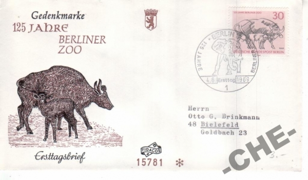 КПД Германия 1969 Фауна зоопарк буйвол слон