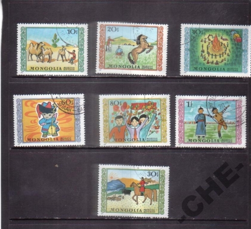 Монголия 1976 Детские рисунки лошади музыка верблю