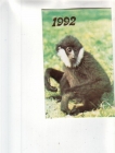 Календарик 1992 Фауна обезьяна
