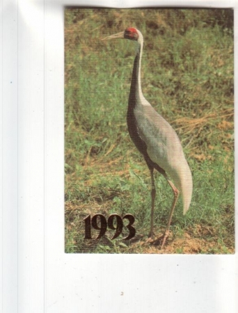 Календарик 1993 Фауна птицы журавль