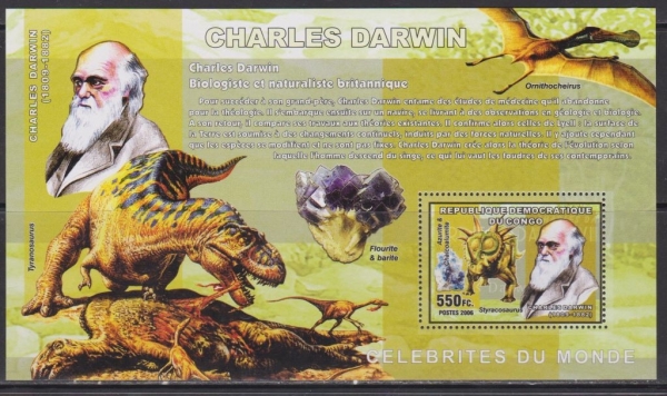 Конго 2006 Динозавры персоналии Дарвин минералы