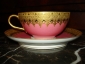 Старинная чайная пара, рельефный декор, цировка золотом,фарфор,СЕВР, Франция,1830-е гг.АМПИР  - вид 1