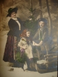 Старинная открытка.С ПРАЗДНИКОМ (Новый Год) Дама,дети,костюм,шляпа,мода,ёлка - вид 3