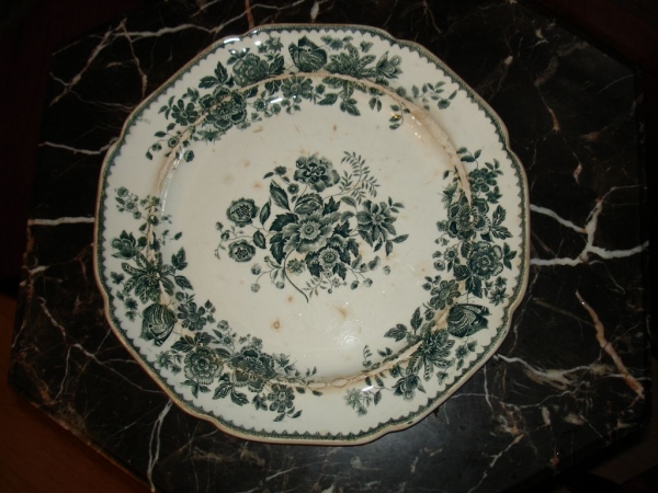 Старинная большая тарелка-блюдо ЧЕРТОПОЛОХ №2,d-30см, опак, 3 клейма, Гарднер, Россия,1840-е гг