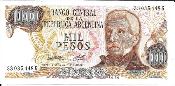 Аргентина 1000 песо  до 1984 года ПРЕСС UNC