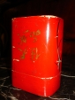 Старинная коробка из под духов, ЦВЕТЫ и ИЕРОГЛИФЫ, красный лак, ручная роспись,картон, Китай - вид 5