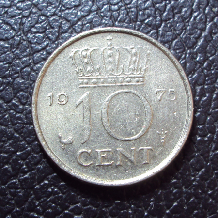 Нидерланды 10 центов 1975 год.