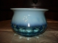 Старинная ваза-конфетница ГОРШОЧЕК ,цветное купоросно-молочное стекло, линза,МОДЕРН, Россия, н20в - вид 1