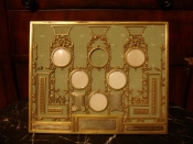 Старинная рамка с медальонами для живописных портретных миниатюр, золоченая бронза,шёлк, Ампир,19в.