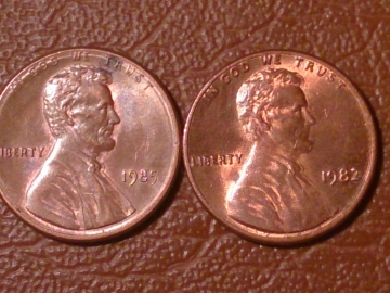1 цент 1985 и 1982 год, две монеты одним лотом, США _214_2