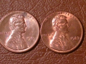 1 цент 1985 и 1982 год, две монеты одним лотом, США _214_2