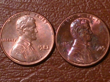 1 цент 1982 год и 1985 , две монеты одним лотом, США _214_1