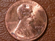 1 цент 2004 год, D - монетный двор денвер, США _214_