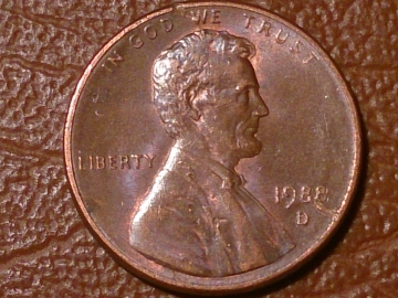 1 цент 1988 год, D - монетный двор Денвер, США _214_