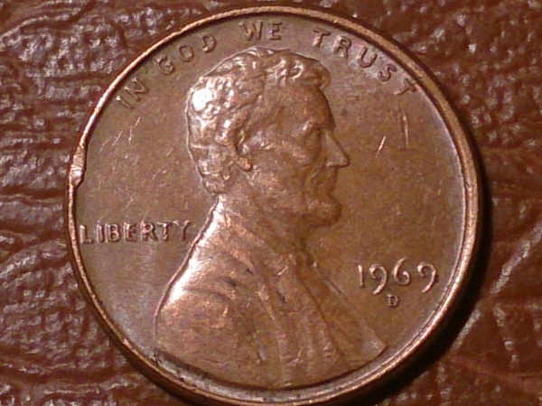 1 центов 1969 год D США _214_