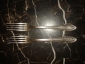 Старинные ВИЛКИ в стиле АМПИР (2 штуки) ,рельефный декор, серебрение, клеймо SCHWERTER SILBER - вид 1