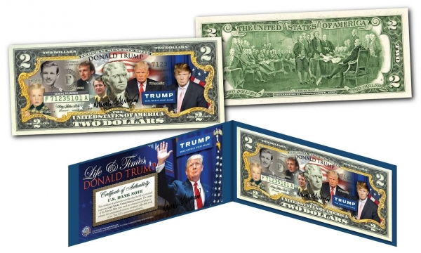 Банкнота 2 доллара США Д. Трамп " Жизнь и времена",2016г