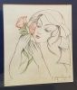 Гудиашвили Ладо Девушка с розой 27Х32 см 1963 г. - вид 2