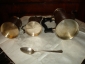 Старинный кофейный набор ДЛЯ ЗАВТРАКА: КОФЕЙНИК,СЛИВОЧНИК,САХАРНИЦА, серебрение, штихель, без клейма  - вид 8