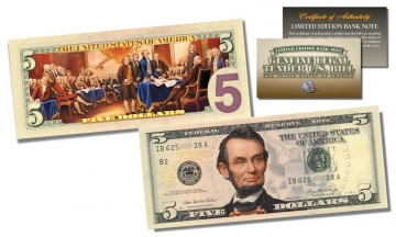 Банкнота 5 долларов США Декларация Независимости,2016 г