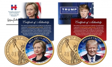 Набор из 2-х монет США ( 1 доллар) Клинтон и Трамп,2016 г