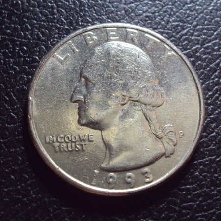 США 25 центов 1993 p год.