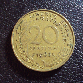 Франция 20 сантим 1968 год.