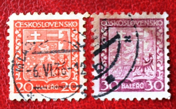 Чехословакия 1929 Герб Sc#154, 156 Used
