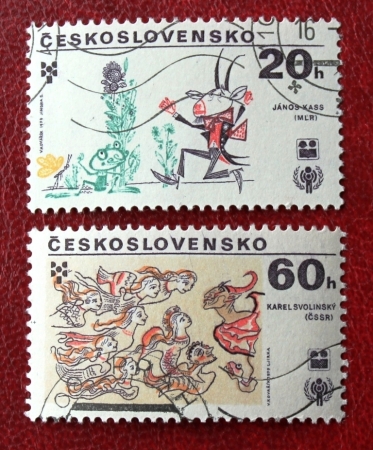 Чехословакия 1979 книжные иллюстрации Sс#2250, 2252 Used