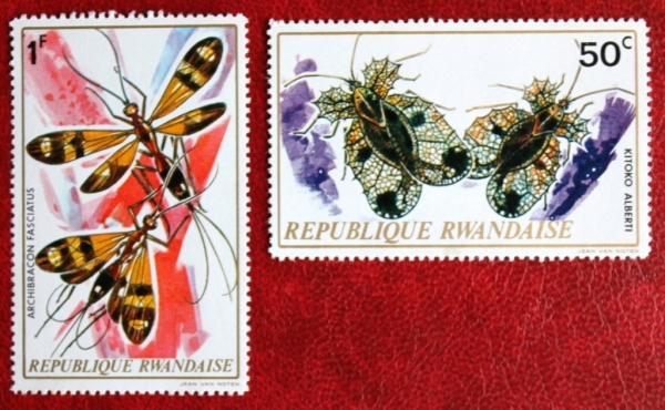 Руанда 1973 Бабочки Sc#497, 498 MNH