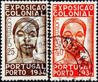 Португалия 1934 год . Марки из серии "Черные женщины Африки" .