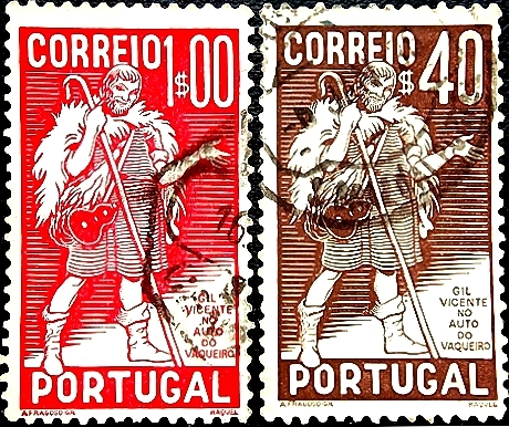 Португалия 1937 год . Полная серия: Жил Висенте (1465-1536гг) поэт и актер - 400 лет со дня смерти .