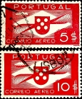 Португалия 1936 год . Символы авиации : Щит и винт ( авиапочта ) .