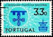 Португалия 1960 год . Герб Лиссабона и стилизованный корабль .