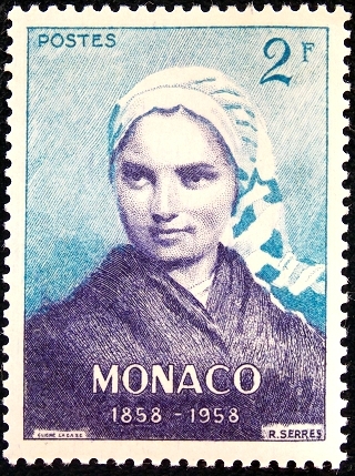 Монако 1958 год . Бернадетта Субиру (1844-1879) .
