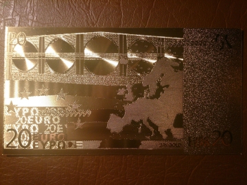 Сувенирная банкнота Золотая купюра (24 карата) 20 евро