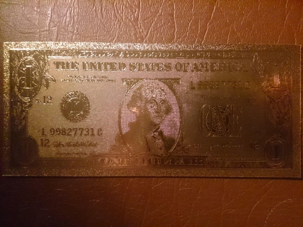 Сувенирная банкнота Золотая купюра 1$ доллар