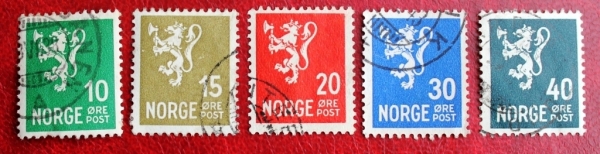Норвегия 1940-41 Лев Герб Sc#192- ...-200 Used