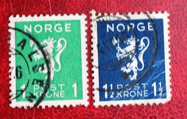 Норвегия 1940 Лев Герб Sc#203,204 Used