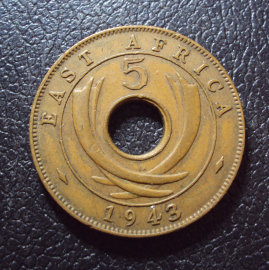 Восточная Африка Британская 5 центов 1943 SA год.