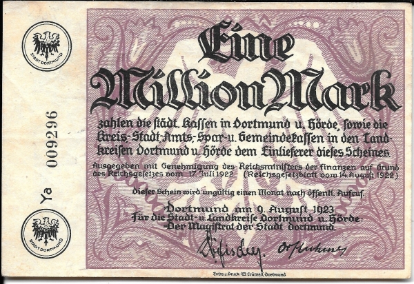 Германия 1 000 000 марок 1923 года Дортмунд