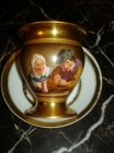 Старин.чайная параЖАНРОВАЯ МИНИАТЮРА в стиле ван ОСТАДЕ фарфор живопись БАТЕНИН без клейма 1820е СПб
