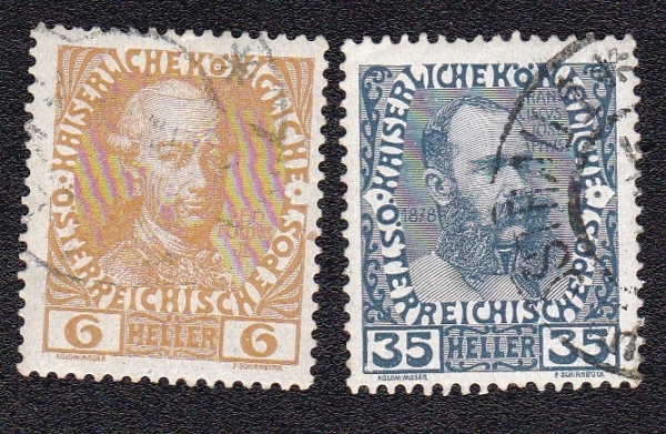1908 Австрия  Император Леопольд II  Франц Иосиф серия 2 марки 1111