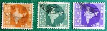Индия 1957-58 Карта Индии Sc#276, 281, 283 Used