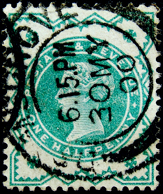 Великобритания 1900 год . Королева Виктория . 0,5 p. Каталог 2,25 £ . (2)