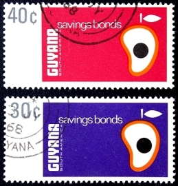 Гайана 1968 год , серия 2 марки Фрукты