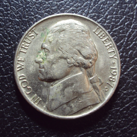 США 5 центов 1987 d год.