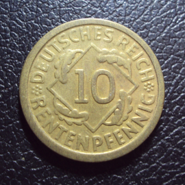 Германия 10 рентенпфеннигов 1924 f год.